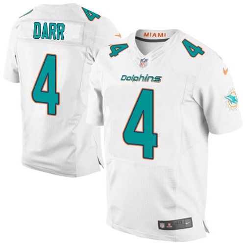 Men's Elite Matt Darr Nike Jersey White Road - #4 NFL Miami Dolphins